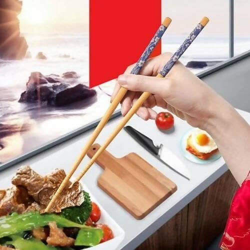 Natural Bamboo Reusable Chopsticks for Noodles, Fried Rice (5 pairs) - HalfPe