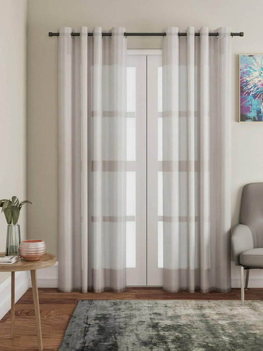 Lushomes sheer curtains 7.5 feet, Brown, Melody Sheer, white Based sheer curtains, Net Curtains, parda, Curtains & Drapes, Brown (54 x 90 inches) - HalfPe