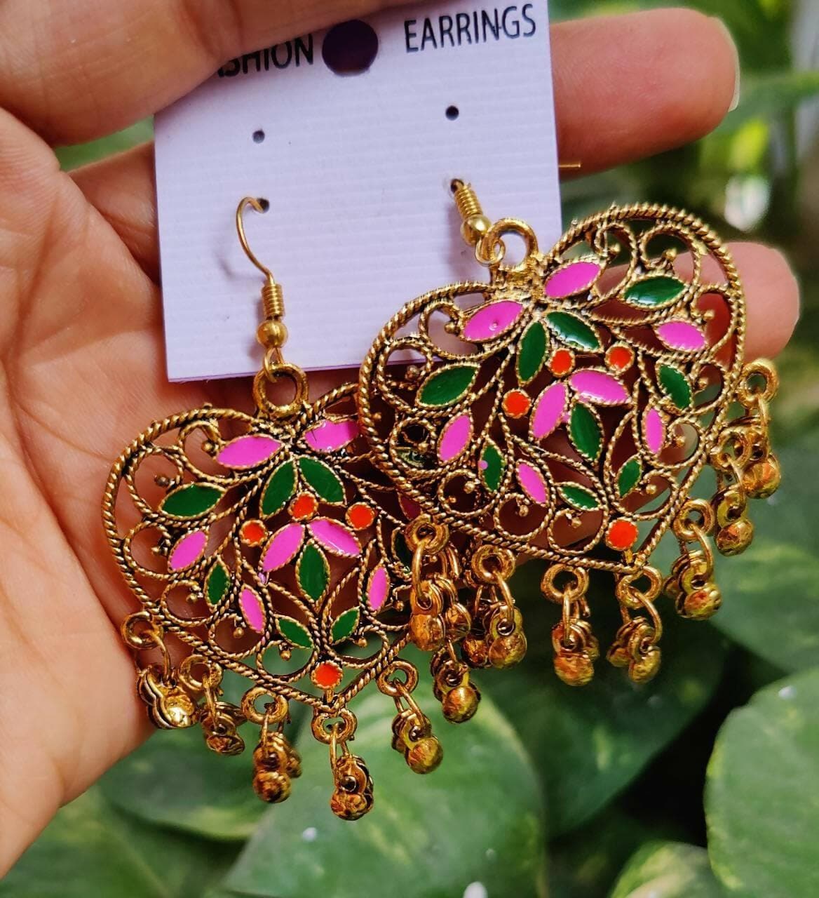 Pinapes Handcrafted Heart Jhumka Earrings for a Stunning Look (Set of 2) - HalfPe