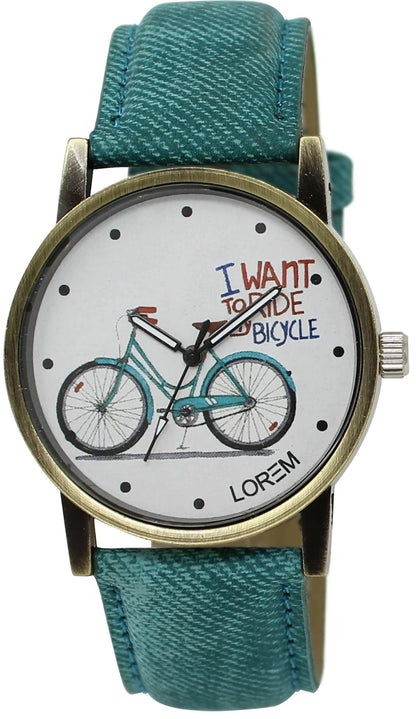 LOREM White Bicycle Analog Watch For Women LR229 - HalfPe