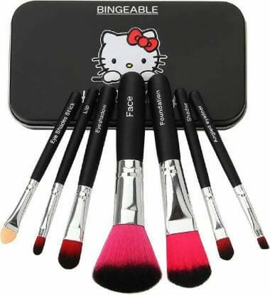 Bingeable 7 Pcs Black Hk Professional Makeup Brushes Set Soft Synthetic Multi Purpose Makeup Brushes Set (PACK OF 2) (Black & Pink\Multi colors) (Pack of 7) - HalfPe