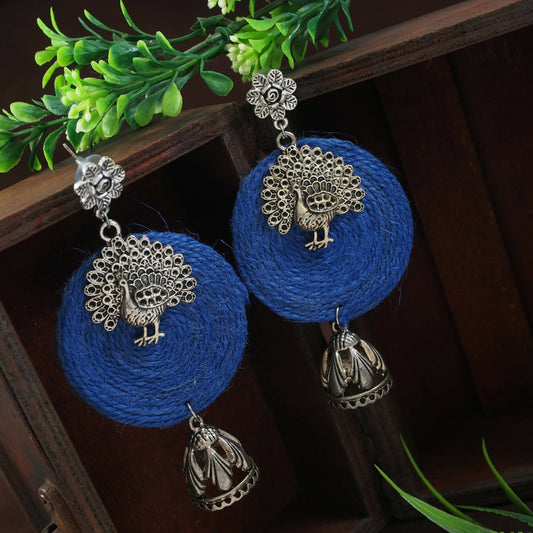 DESINGER HANDMADE BLUE EARRINGS FOR WOMEN - HalfPe