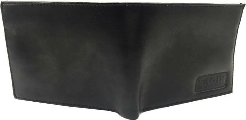 Men Black Artificial Leather Wallet (5 Card Slots) - HalfPe