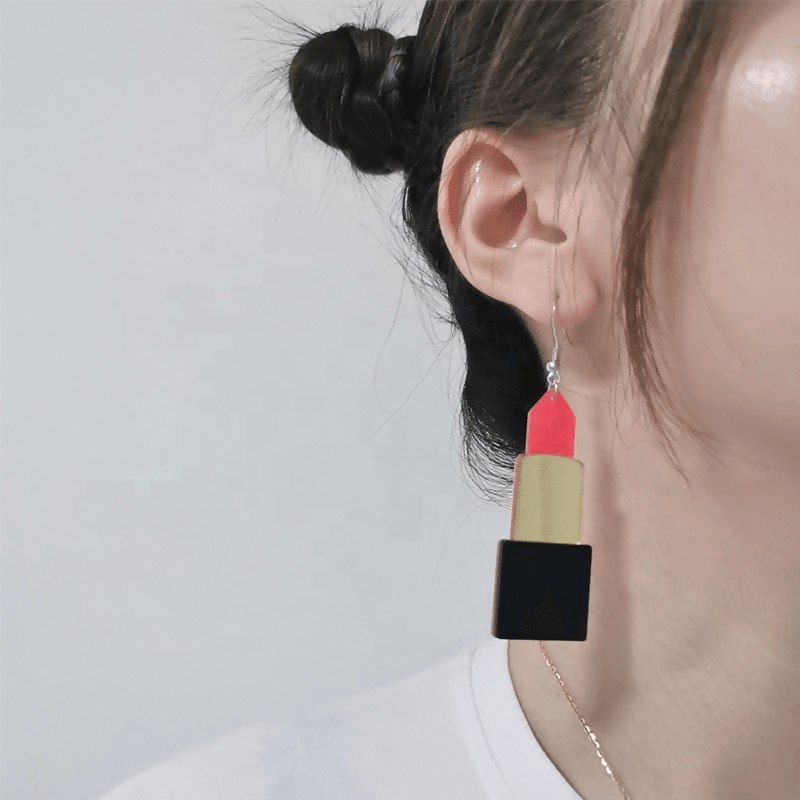 Pinapes fancy design lipstick shape earrings drop earrings - HalfPe