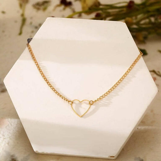 Pinapes Gold Hollow BIg Heart Necklace Fashion 2023 Jewelry Statement - HalfPe