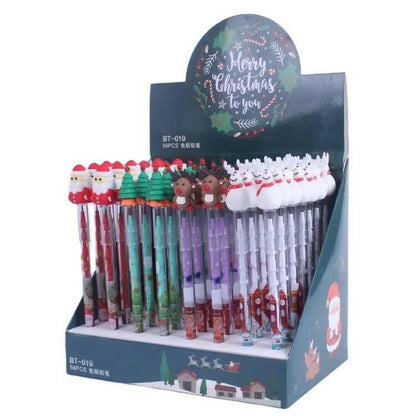 Le Delite christmas return gifts - Xmas santa snowman tree reindeer pencils (10 pieces) - HalfPe