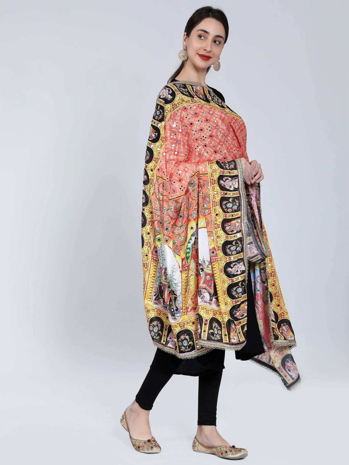 Chiffon Digital Print Pakistani Dupatta (Mirror Work) - HalfPe