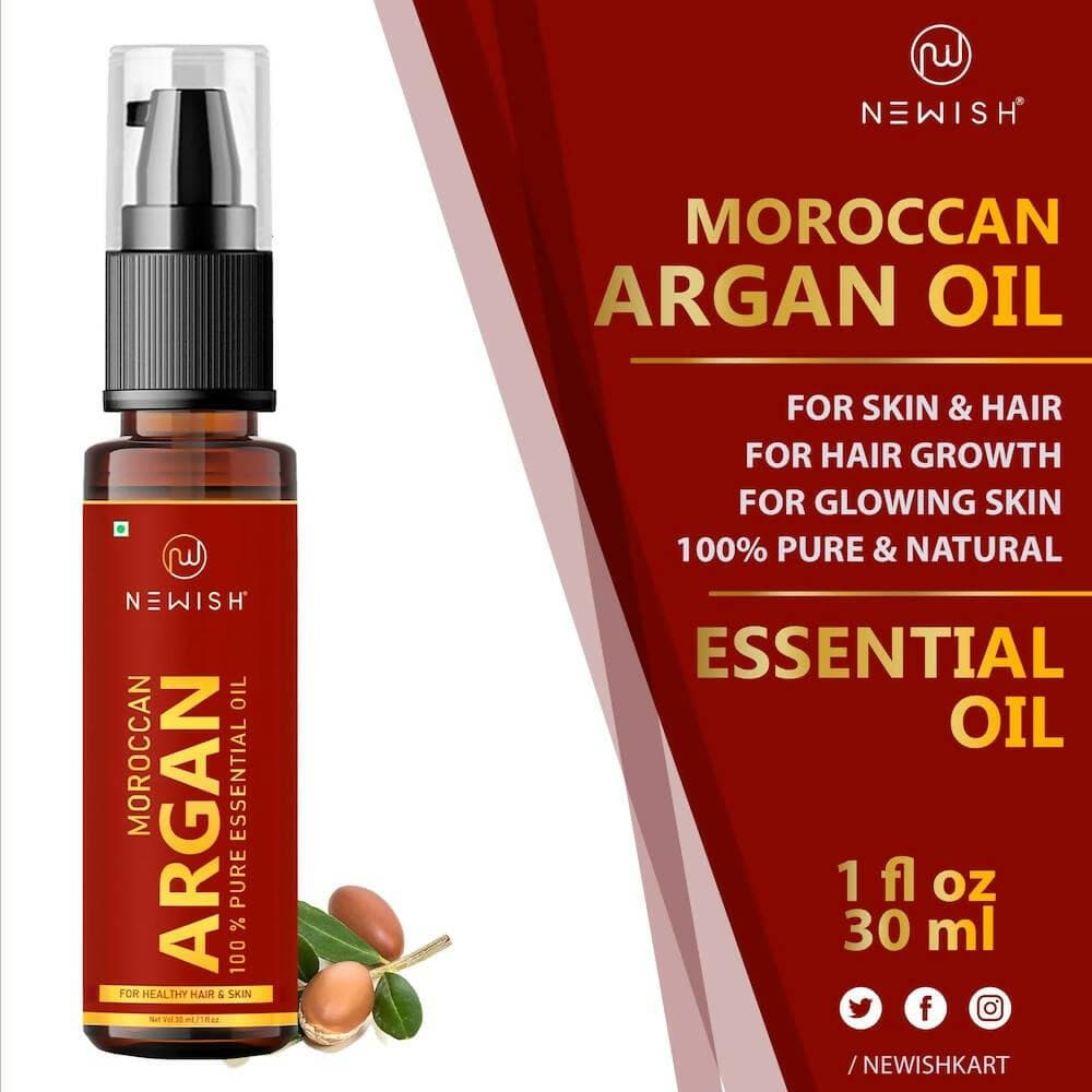 Newish 100% Pure & Natural Moroccan Argan Oil , for Dry and Coarse Hair & Skin care (30 ML) - HalfPe