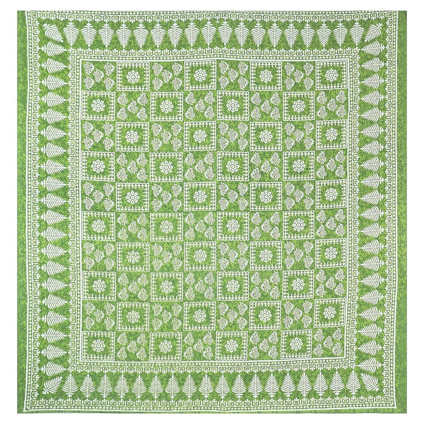 Jaipuri Traditional Cotton Double Bed Sheet with 2 Pillow Covers (Bedsheet for Double Bed Cotton, Green) - HalfPe