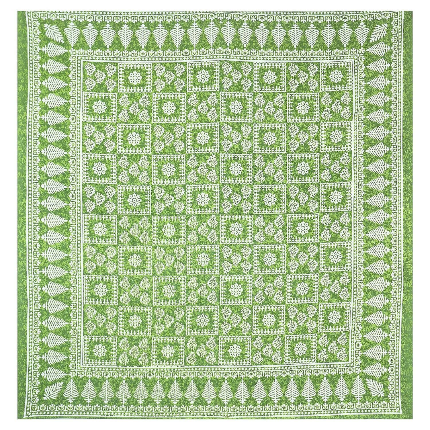 Jaipuri Traditional Cotton Double Bed Sheet with 2 Pillow Covers (Bedsheet for Double Bed Cotton, Green) - HalfPe