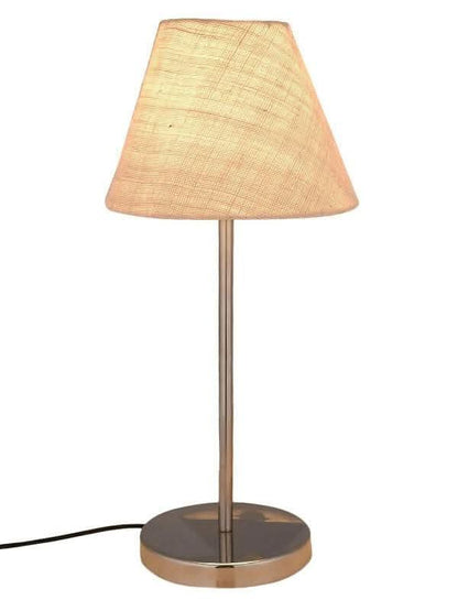 Metal Table Lamp With White Jute Shade - HalfPe