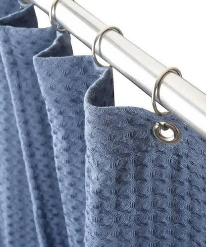 Lushomes Waffle Weave Shower Curtains , 70x72 Inches Bath Cloth, Bathroom curtain for shower, Thick Fabric, Blue, with 12 Rust-Resistant Metal Grommets and no Hooks, Hotel Quality,Washable Polyester - HalfPe