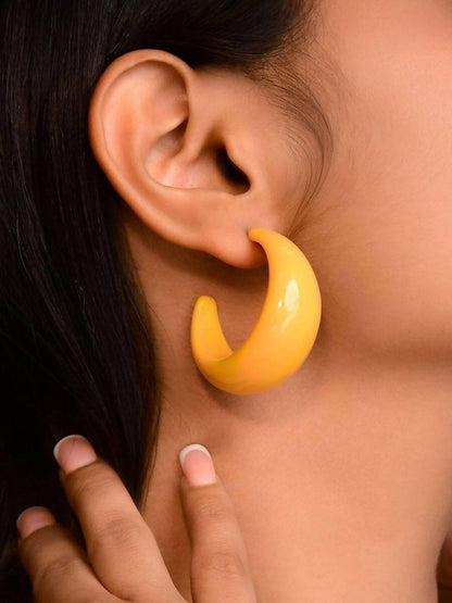 Pinapes fashion simple personality trendy hoop earrings acrylic C shape chunky earrings - HalfPe