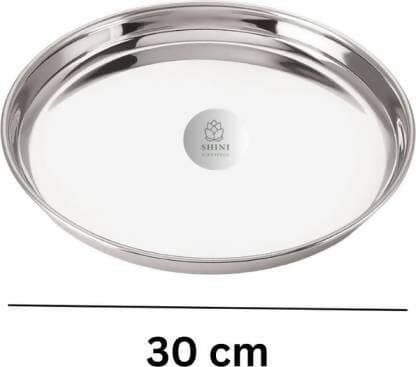 SHINI LIFESTYLE High Gloss Mirror Finish Bhojan Thali Set, Dinner Plates, Lunch Plate Dinner Plate (Pack of 4) - HalfPe