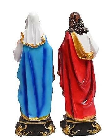 KariGhar Resin Sacred Heart of Jesus and Mother Mary Statue for Altar, Multicolor, 5 x 7 x 22 cm - HalfPe