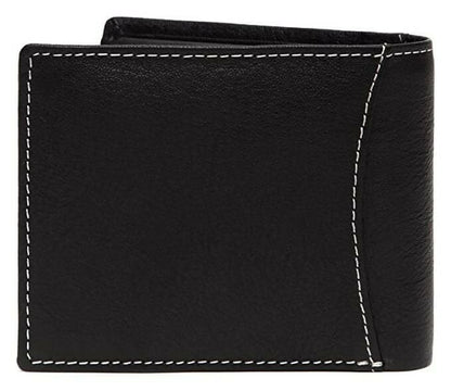 Men's Artificial Leather Belt And Wallet Combo (Black) - HalfPe