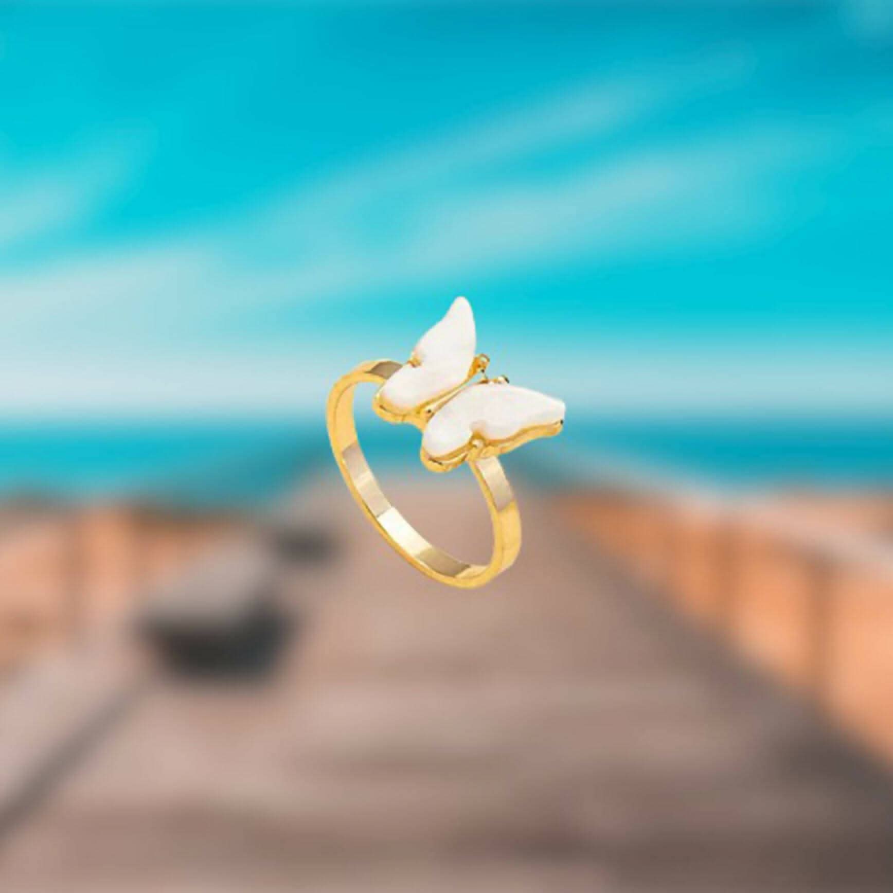 Butterfly Beads Style Ring Multi in White - HalfPe