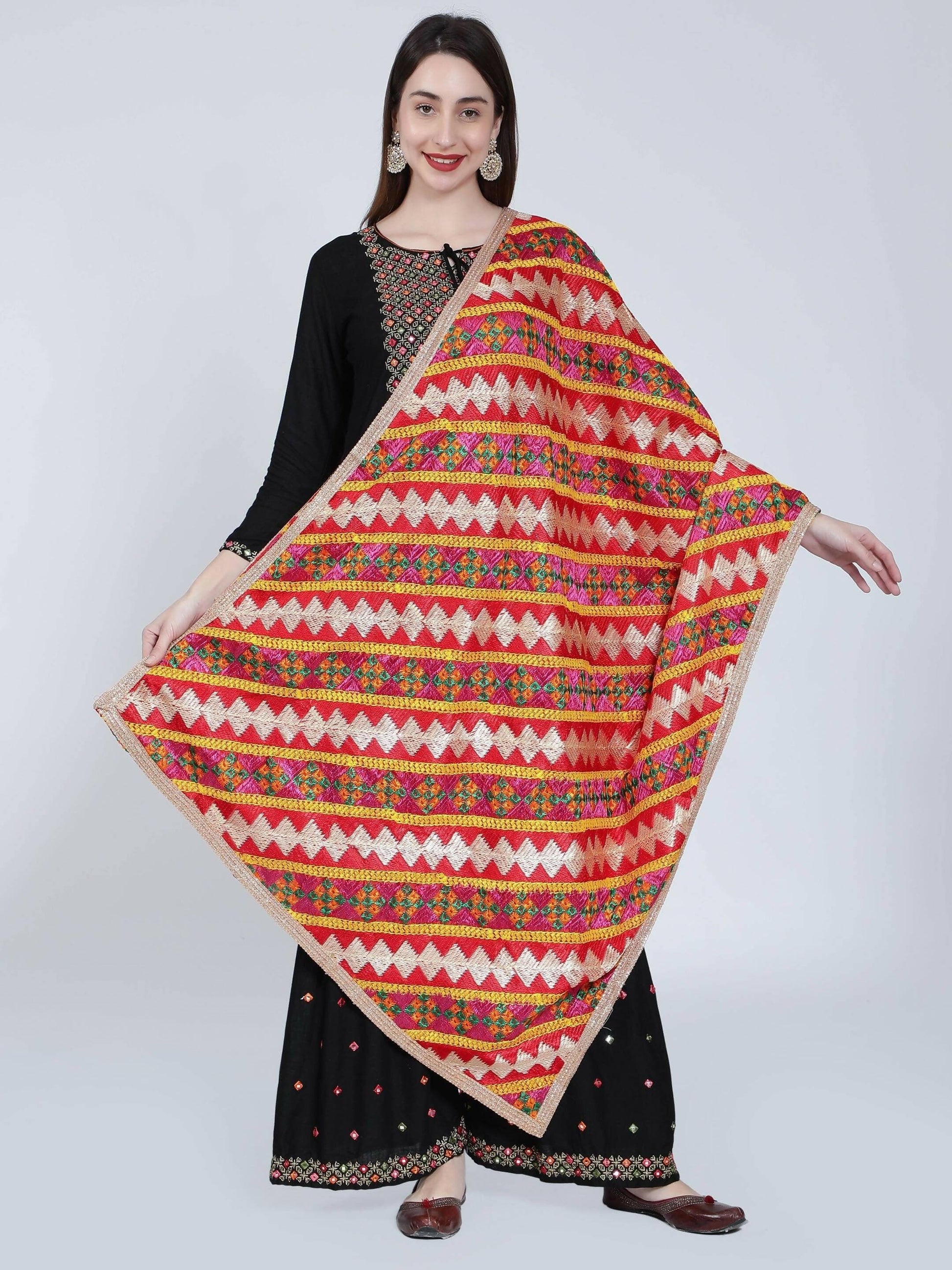 Phulkari dupatta (multi-color) - HalfPe