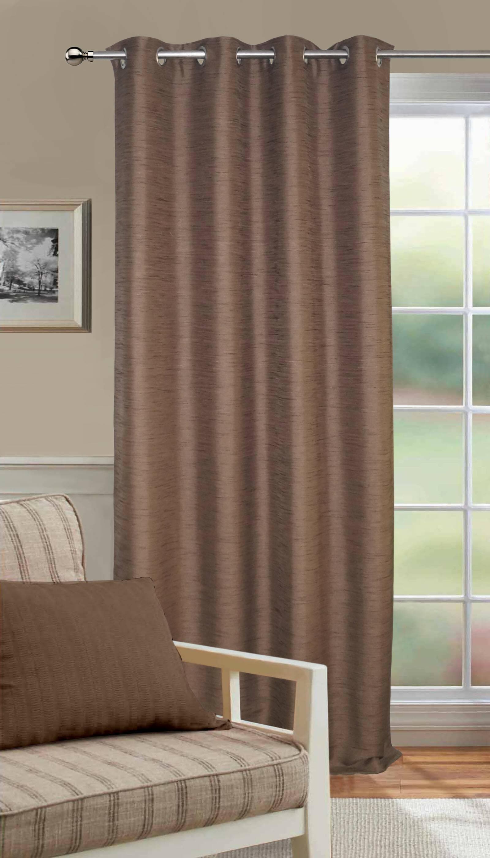 Lushomes Door Curtains, Brown Faux Silk Curtain, curtain 7.5 feet, 4.5 x 7.5 FT, urban space curtains, curtains for living room, door screen for home 7.5 feet (54 x 90 inches) - HalfPe