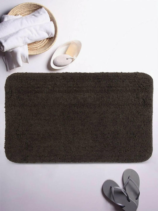 Lushomes Bathroom Mat, floor mats for home, anti slip mat, non slip mat 1800 GSM Floor Mat with High Pile Microfiber, anti skid mat for bathroom floor (15 x 24 Inch, Single Pc, Chocolate Brown) - HalfPe