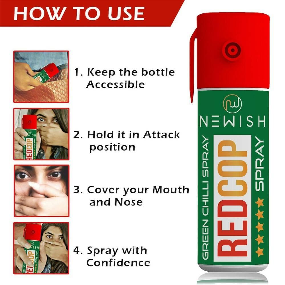 Newish Metal Powerful Pepper Spray Self Defence for Women Shots 50 (Pack of 5 - 35 ML) - HalfPe