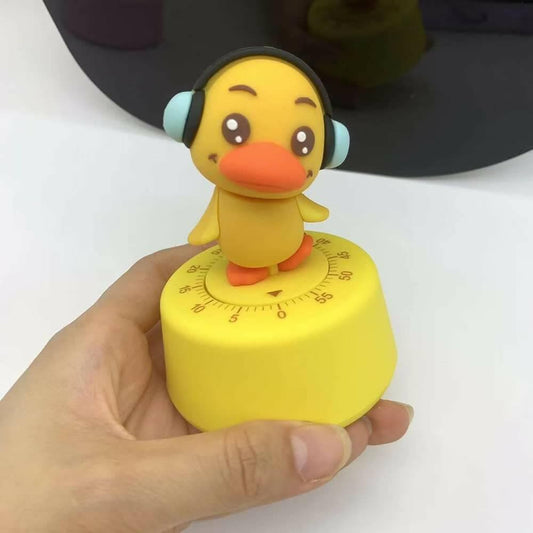 Stylish duck with his cool headphone timer clock (Yellow) - HalfPe