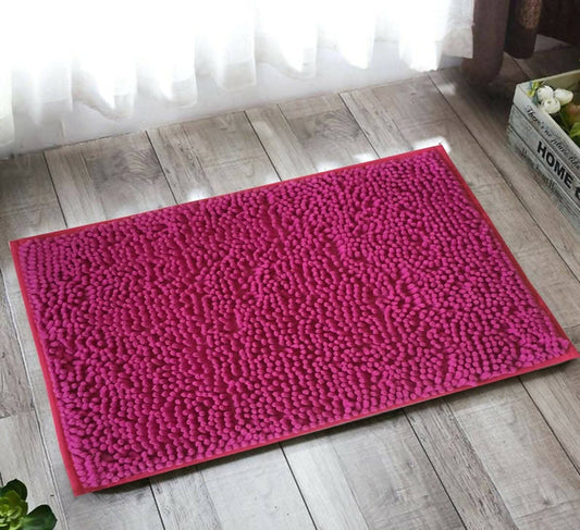 Lushomes bathroom mat, anti slip mat for bathroom floor, 1200 GSM Floor Mat with High Pile Microfiber, door mats for bathroom, kitchen mat (16 x 24 Inch, Purple) - HalfPe