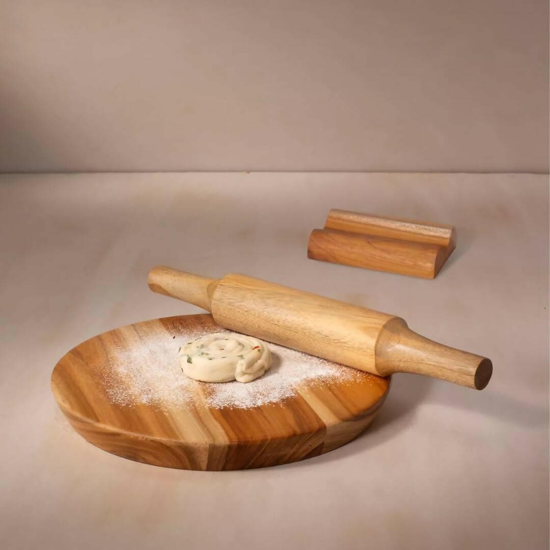 SHINI Lifestyle Wooden Roti Stick & Board - HalfPe