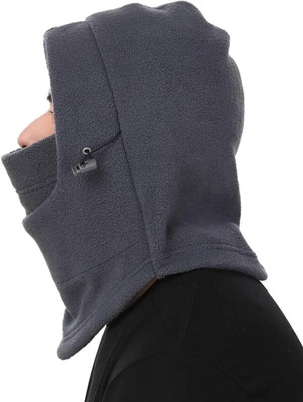 Solid Unisex Thermal Fleece Multifunction Balaclava Snood Full Face Mask (Navy Blue) Cap - HalfPe