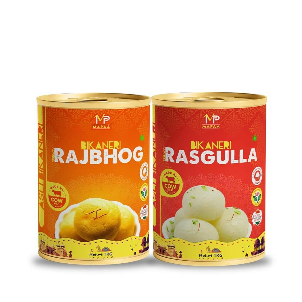 MAPAA's Bikaneri Premium Rajbhog & Bikaneri Rasgulla Combo Mithai Combo (2x1Kg) 2 KG - HalfPe