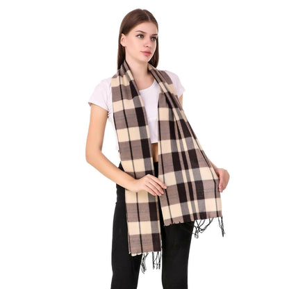 Multispace Women's multicolored Soft Checkered Casual Cold Weather Winter Woollen Muffler( (Pack of 3) - HalfPe