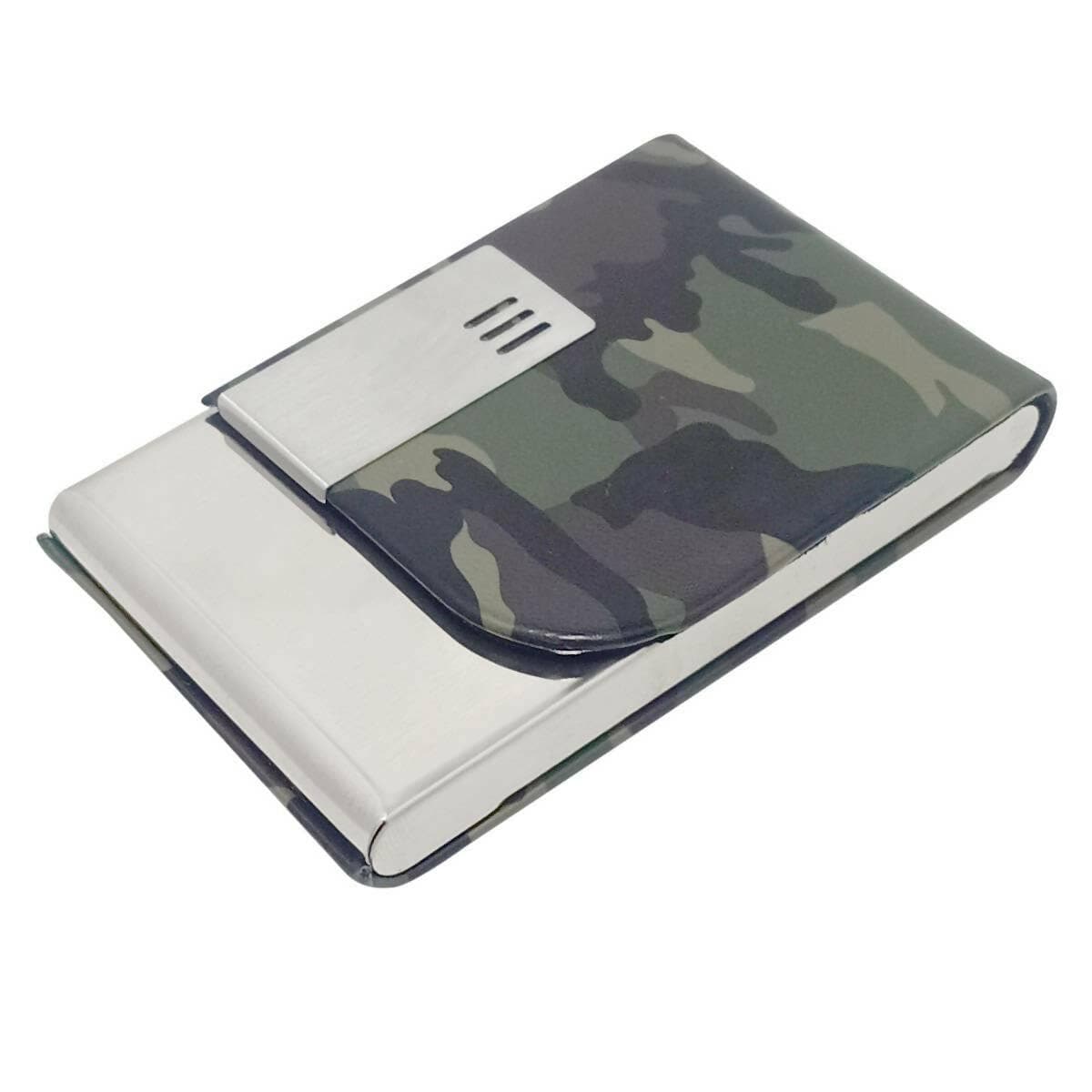 MILITARY CARD HOLDER Stylish Pocket Size PU Leather with Metal Business Card Holder/Credit Card/Debit Card/Visiting Card Holder Mini Wallet - HalfPe