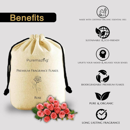 Puremazing Premium Rose Fragrance Flakes, 50 grams Car Perfume 100% Natural Essential Oil Long Lasting Car Fresheners Biodegradable & Eco Friendly Car Air Freshener for Dashboard(PACK OF 2) - HalfPe