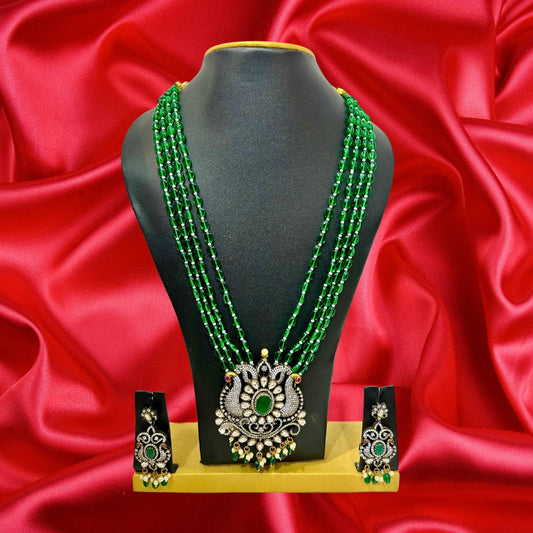 Long green chain jewellery set - HalfPe