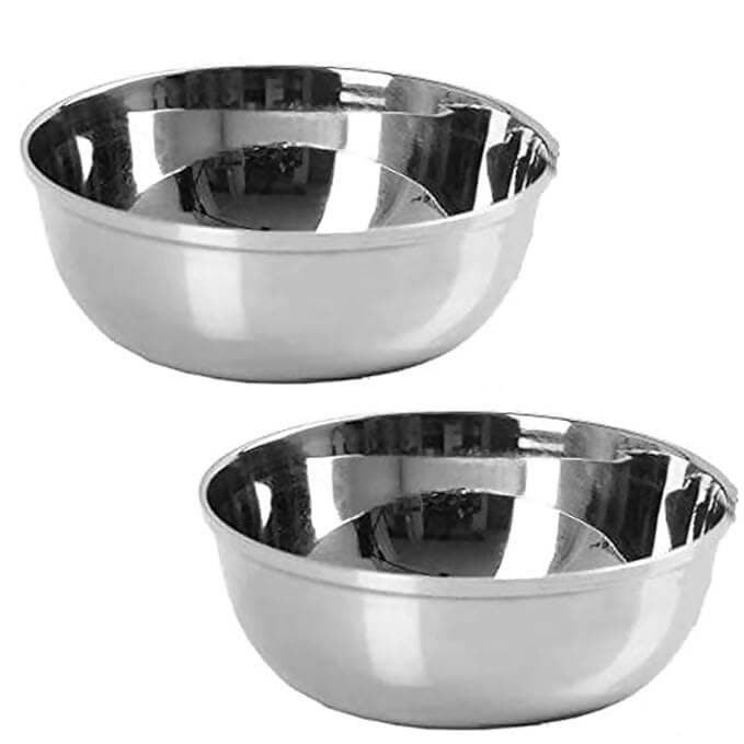 SHINI LIFESTYLE Soup Bowl, Katori Stainless-Steel Vegetable Bowl (Plain designed, Set of 6) - HalfPe