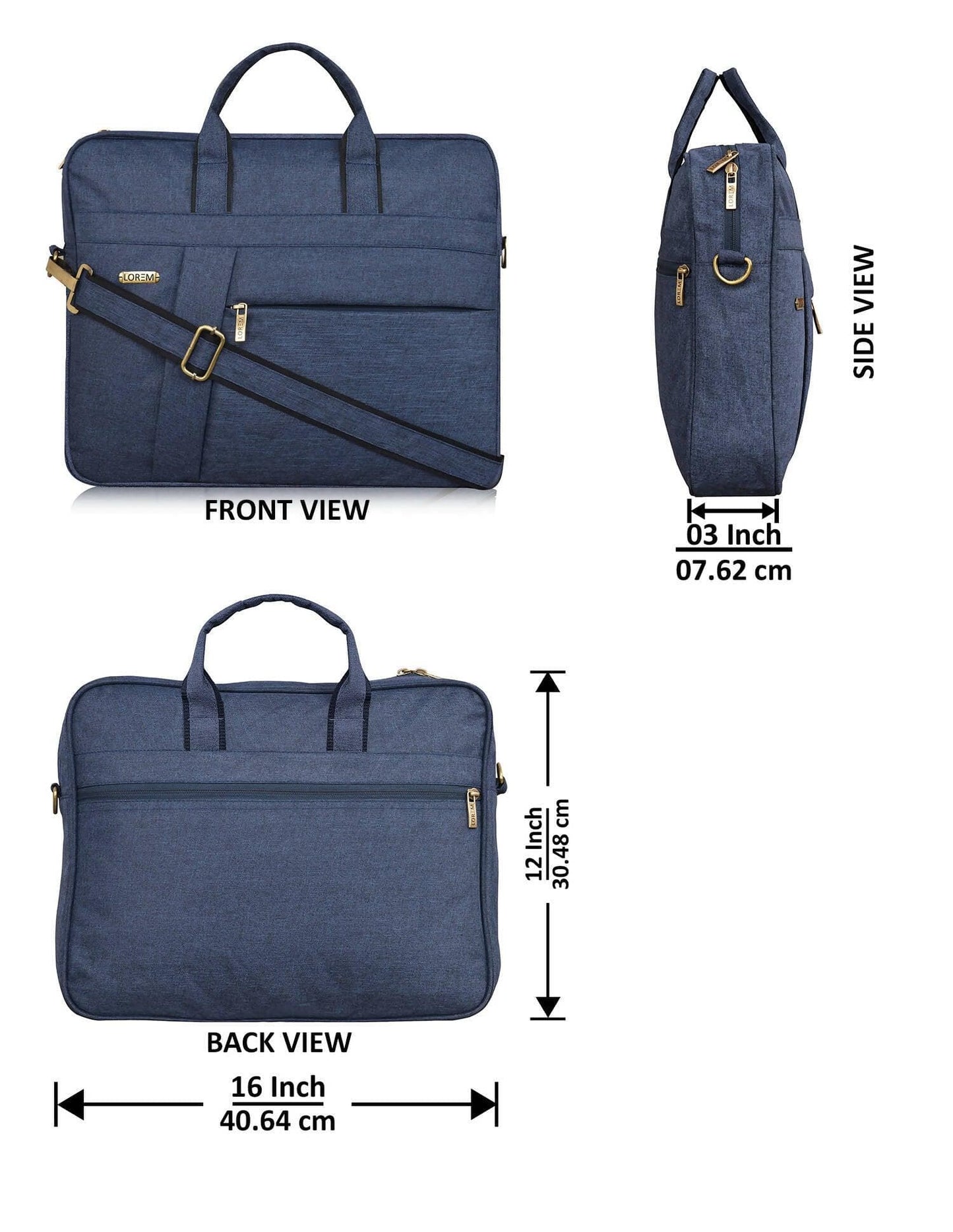 LOREM Blue Linen 10L Laptop Messenger Bag for Men & Women - HalfPe