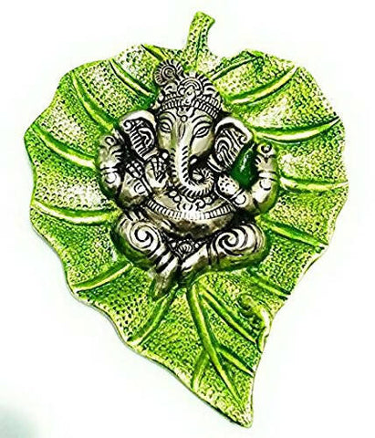Prince Home Decor & Gifts Multicolour Handmade Decorative Feng Shui Metal Pan Leaf Hanging Ganesh - HalfPe