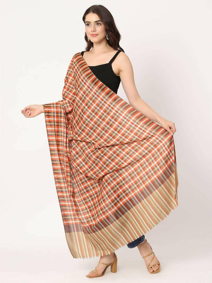 Multicolour Check Shawl(Brown) - HalfPe