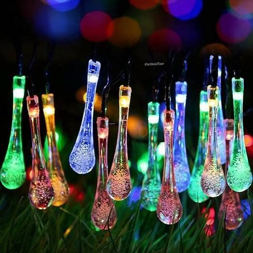 Multicolor Water Drop LED Bulbs String Ball Globe Lights (14 lights) - HalfPe