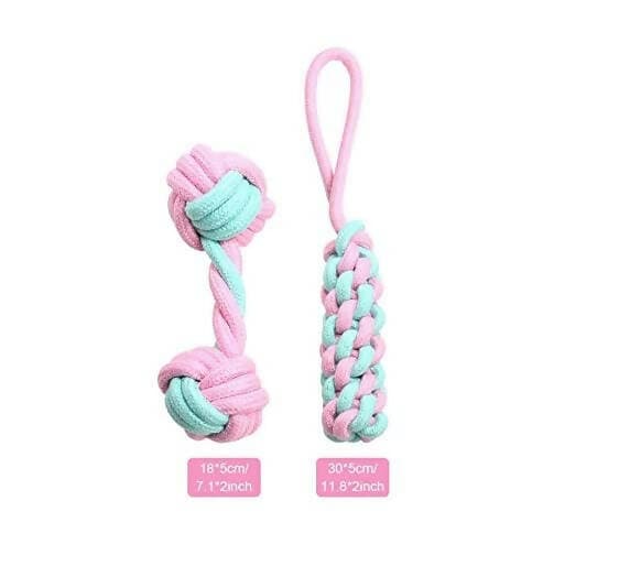 PetGains PGDB 4-Piece Indestructible Dog Toy for Puppies and Small Dogs (Pink, Green, Red) - HalfPe