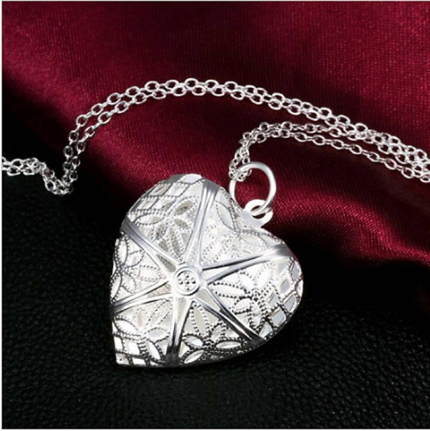 SENECIO Alloy Sterling Silver Plated Hollow Heart Pendant Necklace For Women - HalfPe