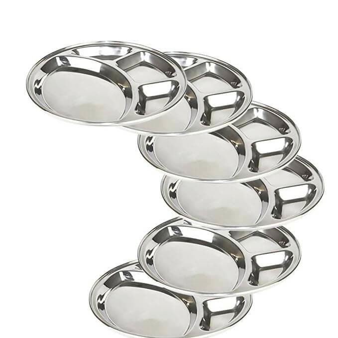 SHINI LIFESTYLE Dinner Plate, Bhojan Thal, 4 Column, Thali (2) - HalfPe