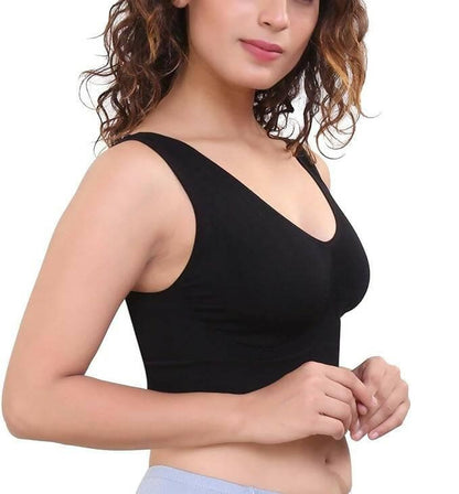 Removable Cup - Sport Bra (BLACK) - HalfPe