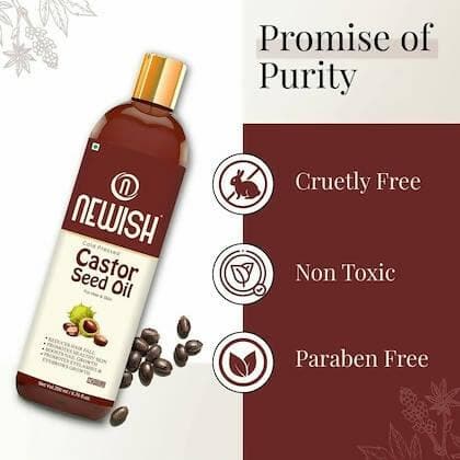 Newish Premium Castor Oil for Hair Growth, Skin and Eyebrow| Pure Cold Pressed 200ML (Pack Of 2) - HalfPe