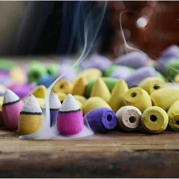 Backflow Incense Cones In Rose, Jasmine, Lavender Scent For Backflow Incense Burners - HalfPe