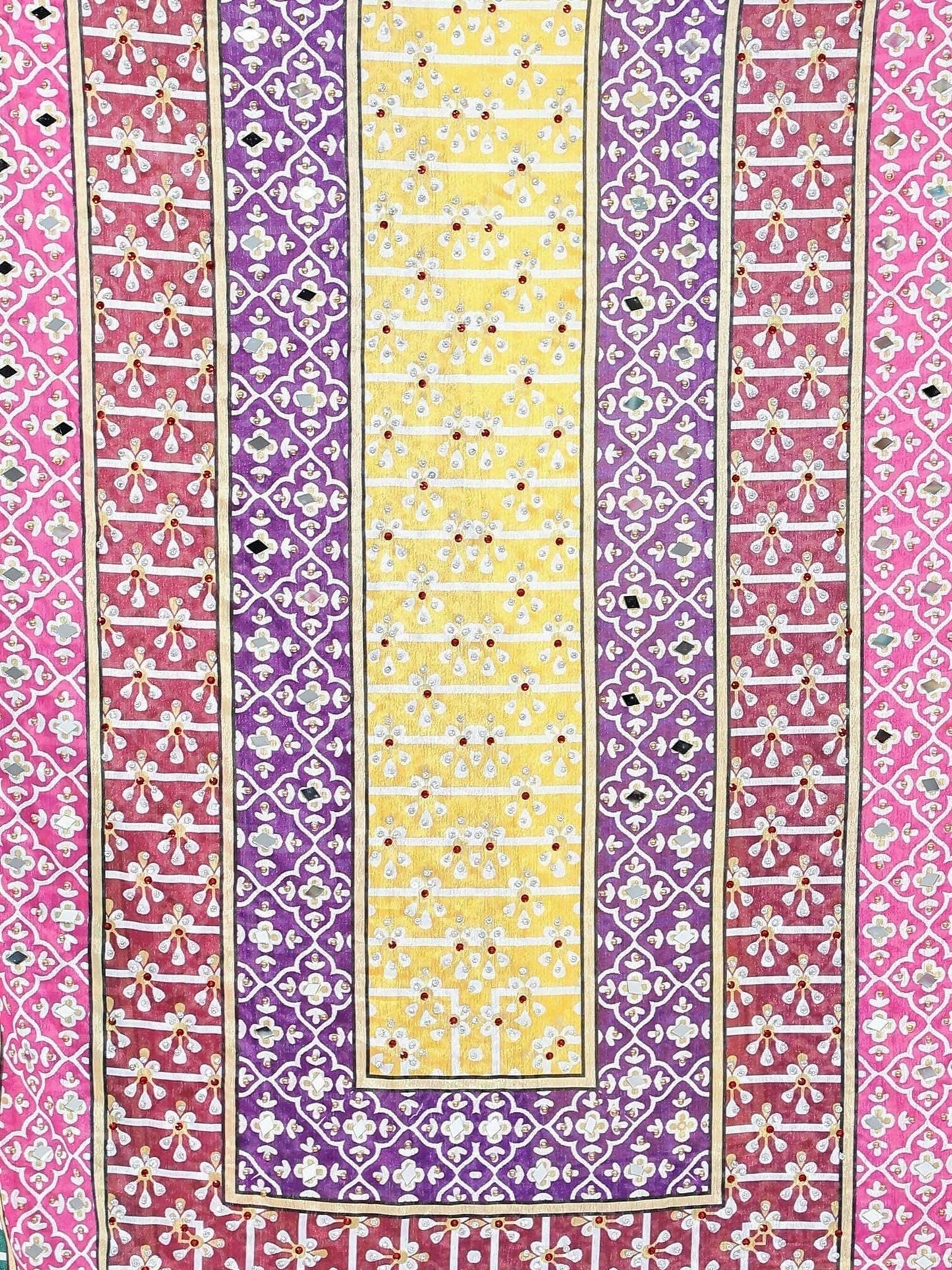 Chiffon Digital Print Pakistani Dupatta with Mirror Work(pink border) - HalfPe