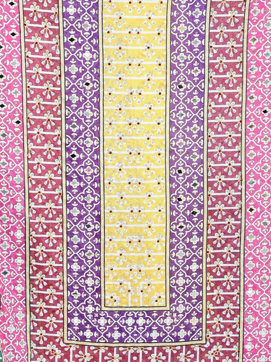 Chiffon Digital Print Pakistani Dupatta with Mirror Work(pink border) - HalfPe