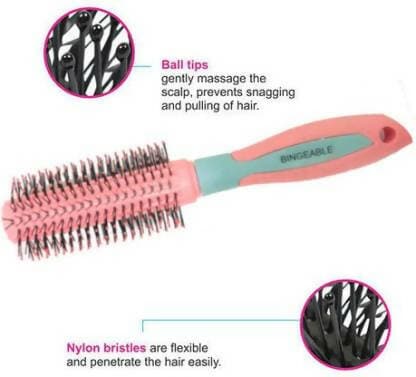 Bingeable Premium Round Hair Brush with Soft Bristles (Peach/ Multicolor) - HalfPe