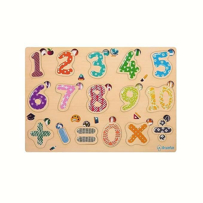 ZUDO Wooden Montessori Educational Pre-School Puzzle Board Toy for Boys and Girls(Wooden Number) - HalfPe