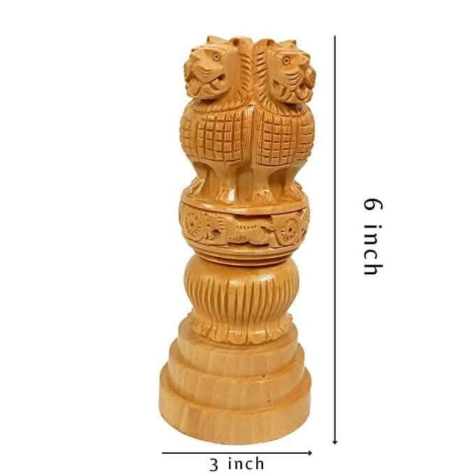 santarms Wooden Ashoka Stambh (6 inches) - HalfPe